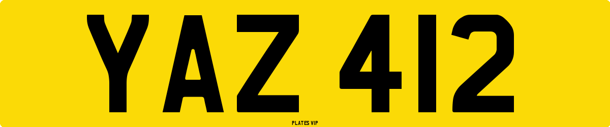 YAZ 412 Number Plate