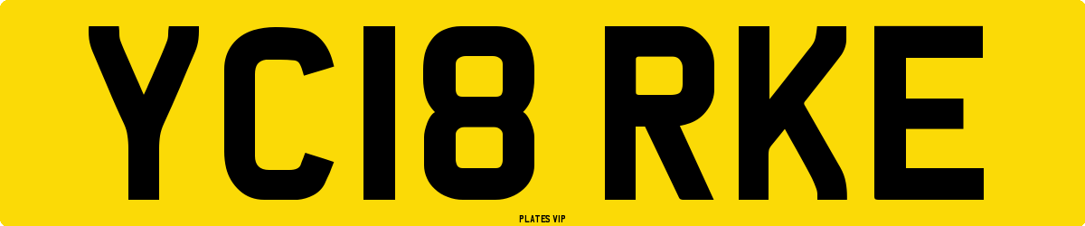 YC18 RKE Number Plate