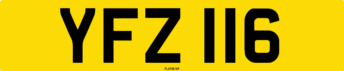 YFZ 116 Number Plate
