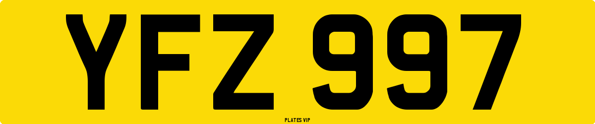 YFZ 997 Number Plate