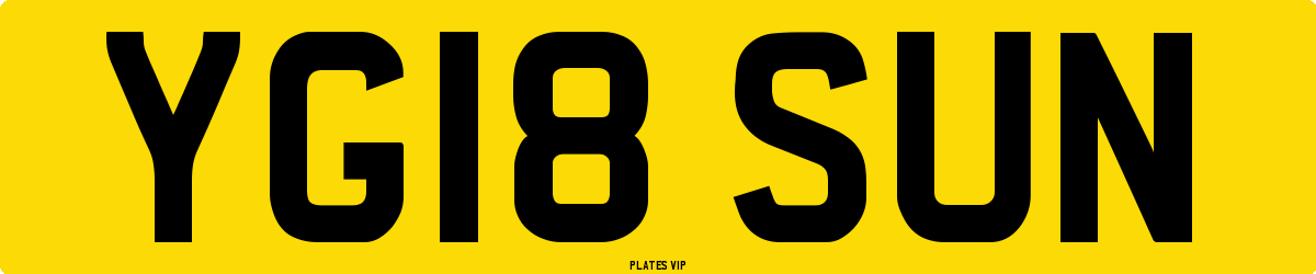 YG18 SUN Number Plate