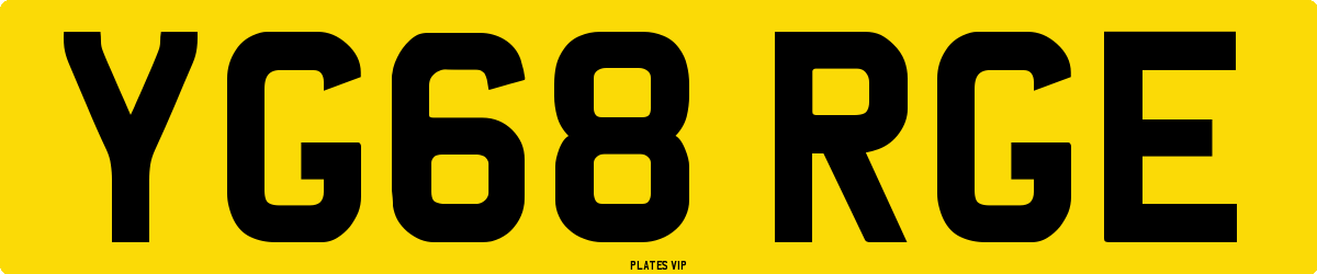 YG68 RGE Number Plate