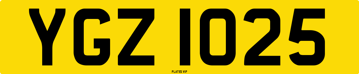 YGZ 1025 Number Plate