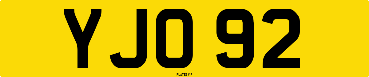 YJO 92 Number Plate