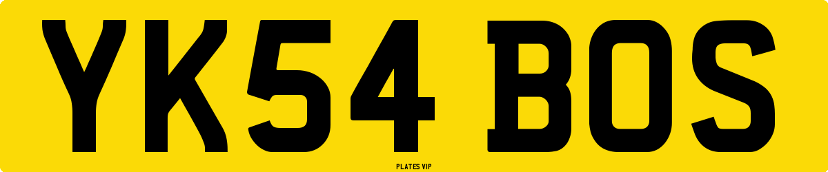 YK54 BOS Number Plate