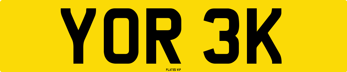 YOR 3K Number Plate