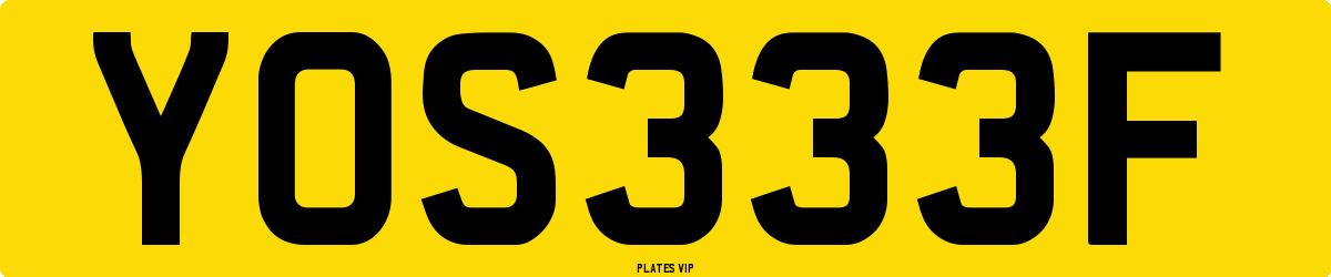 YOS333F Number Plate