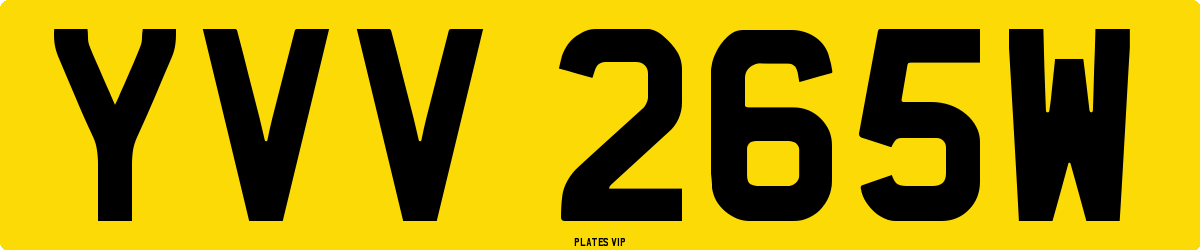 YVV 265W Number Plate